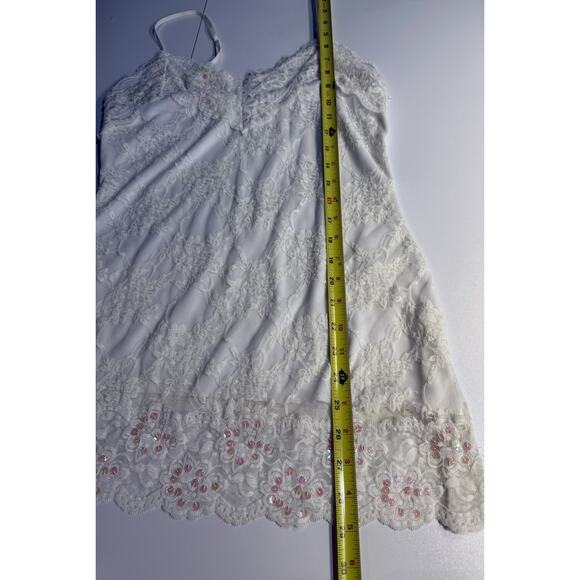 Vtg Y2K Lace Cami Tank Top Jrs L Fairycore Angel Delicate Soft Girl Ethereal - Picture 9 of 9